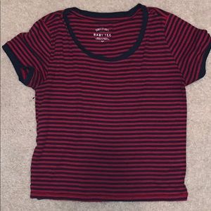 Red and blue strip crop top
